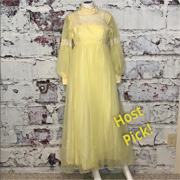 Vintage Dresses & Skirts - Vintage yellow bridesmaid dress
